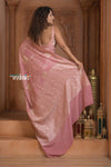 Festive Edit! Ganga Ghat ~ Handloom Pure Crepe Silk Banarasi Saree in Pastel Pink (Silk Mark Certified)
