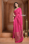 Festive Edit! Ganga Ghat ~ Handloom Pure Crepe Silk Banarasi Saree in Gulabi Pink (Silk Mark Certified)