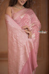 Festive Edit! Ganga Ghat ~ Handloom Pure Crepe Silk Banarasi Saree in Pastel Pink (Silk Mark Certified)