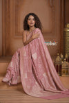 Festive Edit! Ganga Ghat ~ Handloom Pure Crepe Silk Banarasi Saree in Pastel Pink (Silk Mark Certified)