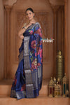 Festive Edit! Ganga Ghat ~ Handloom Pure Kora Dupion Silk Banarasi Saree in Dark Blue (Silk Mark Certified)