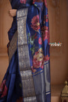 Festive Edit! Ganga Ghat ~ Handloom Pure Kora Dupion Silk Banarasi Saree in Dark Blue (Silk Mark Certified)