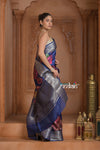 Festive Edit! Ganga Ghat ~ Handloom Pure Kora Dupion Silk Banarasi Saree in Dark Blue (Silk Mark Certified)