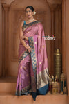 Festive Edit! Ganga Ghat ~ Handloom Pure Silk Katan Saree in Raspberry Pink (Silk Mark Certified )
