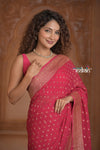 Festive Edit! Ganga Ghat ~ Handloom Pure Silk Chiffon Georgette Saree in Flamingo Pink (Silk Mark Certified)