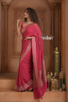 Festive Edit! Ganga Ghat ~ Handloom Pure Silk Chiffon Georgette Saree in Flamingo Pink (Silk Mark Certified)