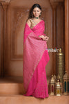 Festive Edit! Ganga Ghat ~ Handloom Pure Crepe Silk Banarasi Saree in Gulabi Pink (Silk Mark Certified)