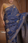 Festive Edit! Ganga Ghat ~ Handloom Pure Crepe Silk Banarasi Saree in Dark Blue (Silk Mark Certified)