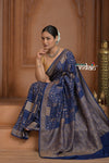 Festive Edit! Ganga Ghat ~ Handloom Pure Crepe Silk Banarasi Saree in Dark Blue (Silk Mark Certified)