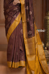 Festive Edit! Ganga Ghat ~ Handloom Pure Silk Chiniya Saree in Yellow and Brown ( Silk Mark Certified)