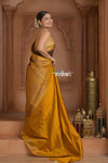 Festive Edit! Ganga Ghat ~ Handloom Pure Silk Chiniya Saree in Yellow and Brown ( Silk Mark Certified)
