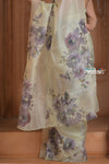 Festive Edit! Ganga Ghat ~ Handloom Pure Kora Silk Saree in Ivory with Floral Work ( Silk Mark Certified )