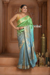 Festive Edit! Ganga Ghat ~ Handloom Pure Silk Katan Saree in Ombre Green (Silk Mark Certified )