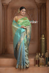 Festive Edit! Ganga Ghat ~ Handloom Pure Silk Katan Saree in Ombre Green (Silk Mark Certified )