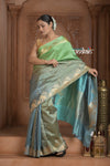 Festive Edit! Ganga Ghat ~ Handloom Pure Silk Katan Saree in Ombre Green (Silk Mark Certified )