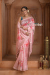 Festive Edit! Ganga Ghat ~ Handloom Pure Silk Saree with Digital Print in Pastel Pink (Silk Mark Certified )