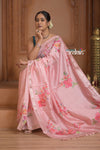 Festive Edit! Ganga Ghat ~ Handloom Pure Silk Saree with Digital Print in Pastel Pink (Silk Mark Certified )