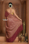 Festive Edit! Ganga Ghat ~ Handloom Pure Kora Crepe Silk Banarasi Saree in Rust Red  (Silk Mark Certified)