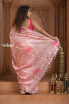 Festive Edit! Ganga Ghat ~ Handloom Pure Silk Saree with Digital Print in Light Pink (Silk Mark Certified)