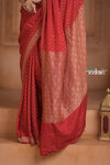 Festive Edit! Ganga Ghat ~ Handloom Pure Kora Crepe Silk Saree in Blush Red ( Silk Mark Certified)