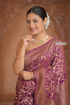 Festive Edit! Ganga Ghat ~ Handloom Pure Silk Chiffon Crepe Banarasi Saree in Rose Purple (Silk Mark Certified)