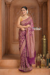 Festive Edit! Ganga Ghat ~ Handloom Pure Silk Chiffon Crepe Banarasi Saree in Rose Purple (Silk Mark Certified)