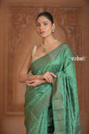 Festive Edit! Ganga Ghat ~ Handloom Pure Silk Chiniya Saree in Sea Green ( Silk Mark Certified)