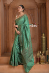 Festive Edit! Ganga Ghat ~ Handloom Pure Silk Chiniya Saree in Sea Green ( Silk Mark Certified)
