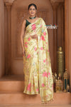 Festive Edit! Ganga Ghat ~ Handloom Pure Silk Saree with Digital Print in Lemon Yellow ( Silk Mark Certified )