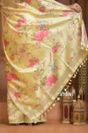 Festive Edit! Ganga Ghat ~ Handloom Pure Silk Saree with Digital Print in Lemon Yellow ( Silk Mark Certified )