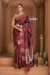 Festive Edit! Ganga Ghat ~ Handloom Pure Silk Katan Saree in Dark Brown (Silk Mark Certified )