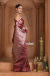 Festive Edit! Ganga Ghat ~ Handloom Pure Silk Katan Saree in Dark Brown (Silk Mark Certified )