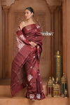 Festive Edit! Ganga Ghat ~ Handloom Pure Silk Katan Saree in Dark Brown (Silk Mark Certified )