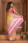 Festive Edit! Ganga Ghat ~ Handloom Pure Kora Silk Kota Saree in Champagne Yellow ( Silk Mark Certified )