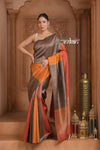 Festive Edit! Ganga Ghat ~ Handloom Pure Silk Tussar Saree in Shades of Autumn Orange ( Silk Mark Certified )