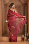 Festive Edit! Ganga Ghat ~ Handloom Pure Tussar Silk Saree in Ruby Red ( Silk Mark Certified )