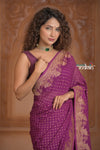 Festive Edit! Ganga Ghat ~ Handloom Pure Silk Chiffon Georgette Saree in Rose Pink (Silk Mark Certified)