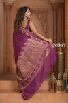 Festive Edit! Ganga Ghat ~ Handloom Pure Silk Chiffon Georgette Saree in Rose Pink (Silk Mark Certified)