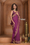Festive Edit! Ganga Ghat ~ Handloom Pure Silk Chiffon Georgette Saree in Rose Pink (Silk Mark Certified)