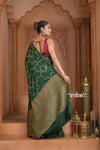 Festive Edit! Ganga Ghat ~ Handloom Pure Crepe Silk Banarasi Saree in Dark Green (Silk Mark Certified)
