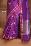 Festive Edit! Ganga Ghat ~ Handloom Pure Silk Katan Saree in Purple Pink (Silk Mark Certified )