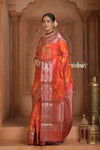 Festive Edit! Ganga Ghat ~ Handloom Pure Kora Dupion Silk Banarasi Saree in Hibiscus Red (Silk Mark Certified)