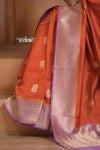 Festive Edit! Ganga Ghat ~ Handloom Pure Silk Chiniya Saree in Red and Lilac ( Silk Mark Certified)