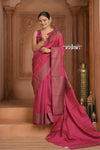 Festive Edit! Ganga Ghat ~ Handloom Pure Silk Chiffon Crepe Banarasi Saree in Rani Pink ( Silk Mark Certified )