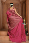 Festive Edit! Ganga Ghat ~ Handloom Pure Silk Chiffon Crepe Banarasi Saree in Rani Pink ( Silk Mark Certified )