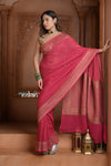 Festive Edit! Ganga Ghat ~ Handloom Khaddi Georgette Saree in Amaranth Pink (Silk Mark Certified)