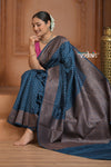 Festive Edit! Ganga Ghat ~ Handloom Pure Silk Chiffon Crepe Banarasi Saree in Marine Blue (Silk Mark Certified)