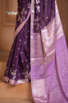 Festive Edit! Ganga Ghat ~ Handloom Kora Silk Jaal Saree with Contrast Pallu in Purple and Lilac (Silk Mark Certified)