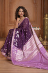 Festive Edit! Ganga Ghat ~ Handloom Kora Silk Jaal Saree with Contrast Pallu in Purple and Lilac (Silk Mark Certified)