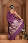 Festive Edit! Ganga Ghat ~ Handloom Pure Silk Katan Saree in Shades of Dark Purple (Silk Mark Certified )